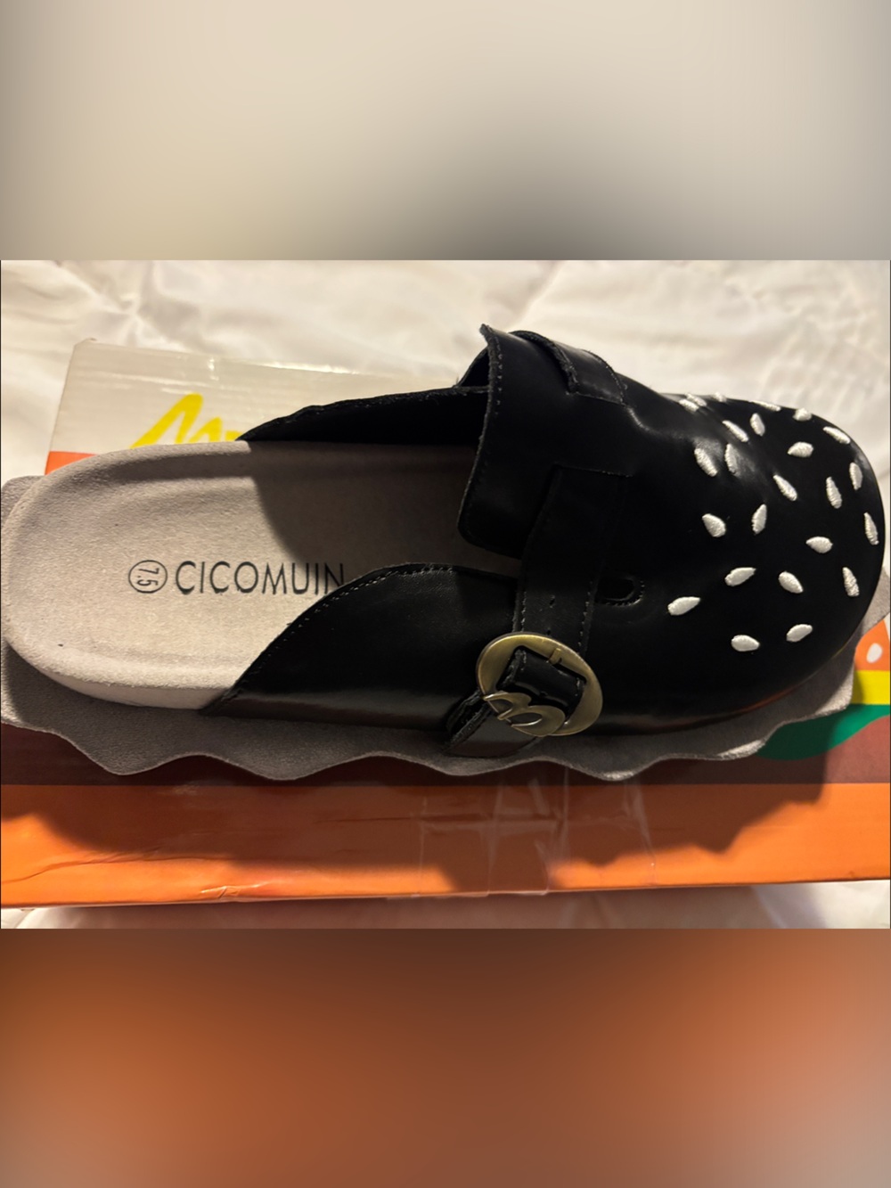 Cicomun Black Slip-On Mule with Buckle Detail - Women’s